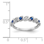 14k White Gold Fancy 1/10 carat Diamond and Blue Sapphire Ring