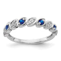 14k White Gold Fancy 1/10 carat Diamond and Blue Sapphire Ring