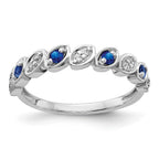14k White Gold Fancy 1/10 carat Diamond and Blue Sapphire Ring