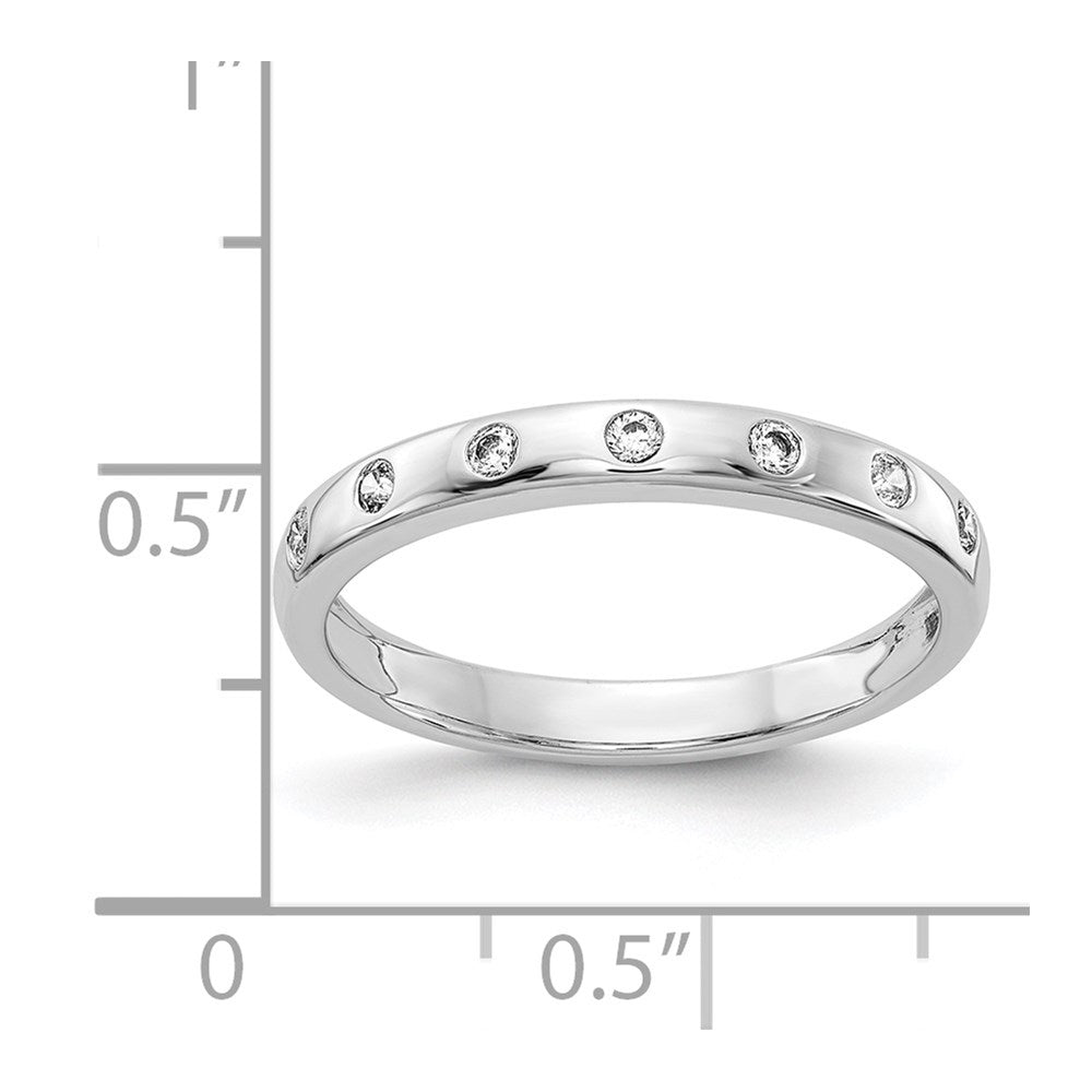 14k White Gold 2mm 7-stone 1/6 carat Diamond Band
