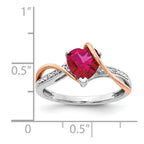 14k Two-tone Diamond and 7mm Ruby Heart Twist Ring