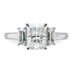 14kw 2 1/5ct. Three Stone D E F Pure Light Moissanite Engagement Ring