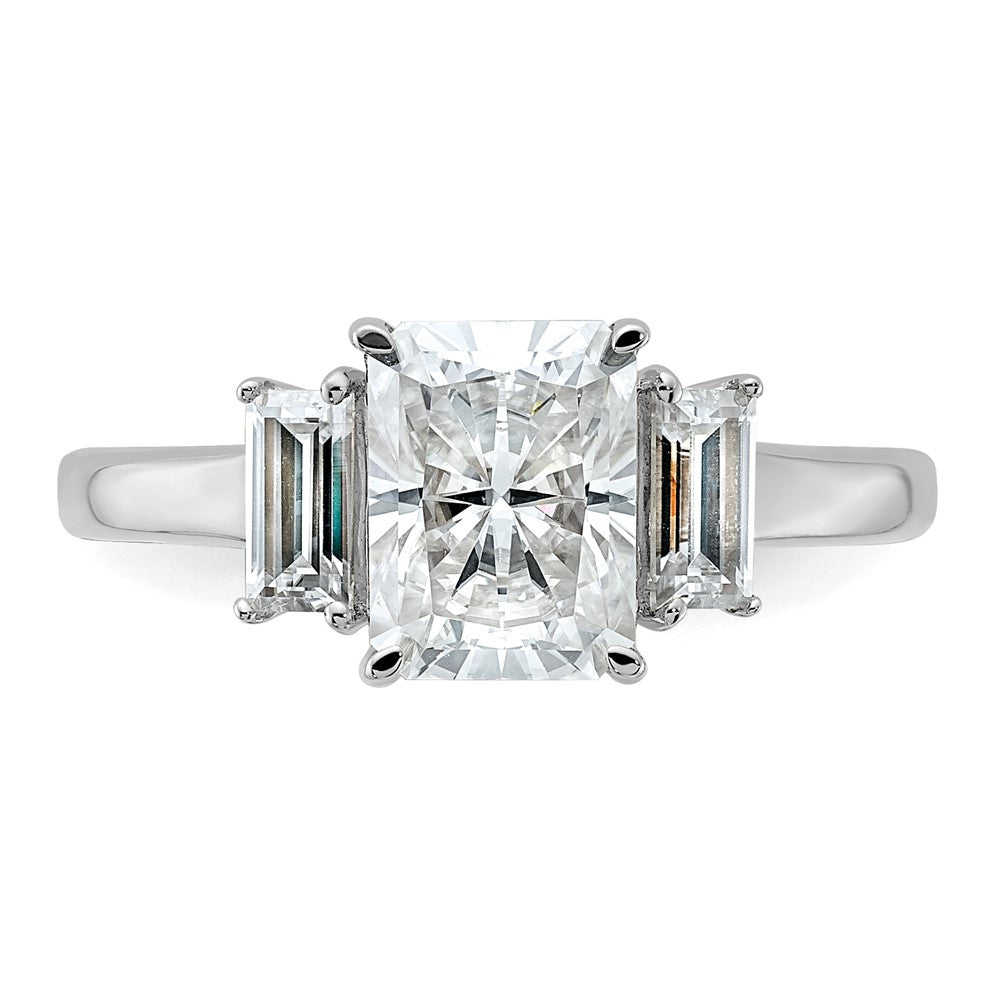 14kw 2 1/5ct. Three Stone G H I True Light Moissanite Engagement Ring