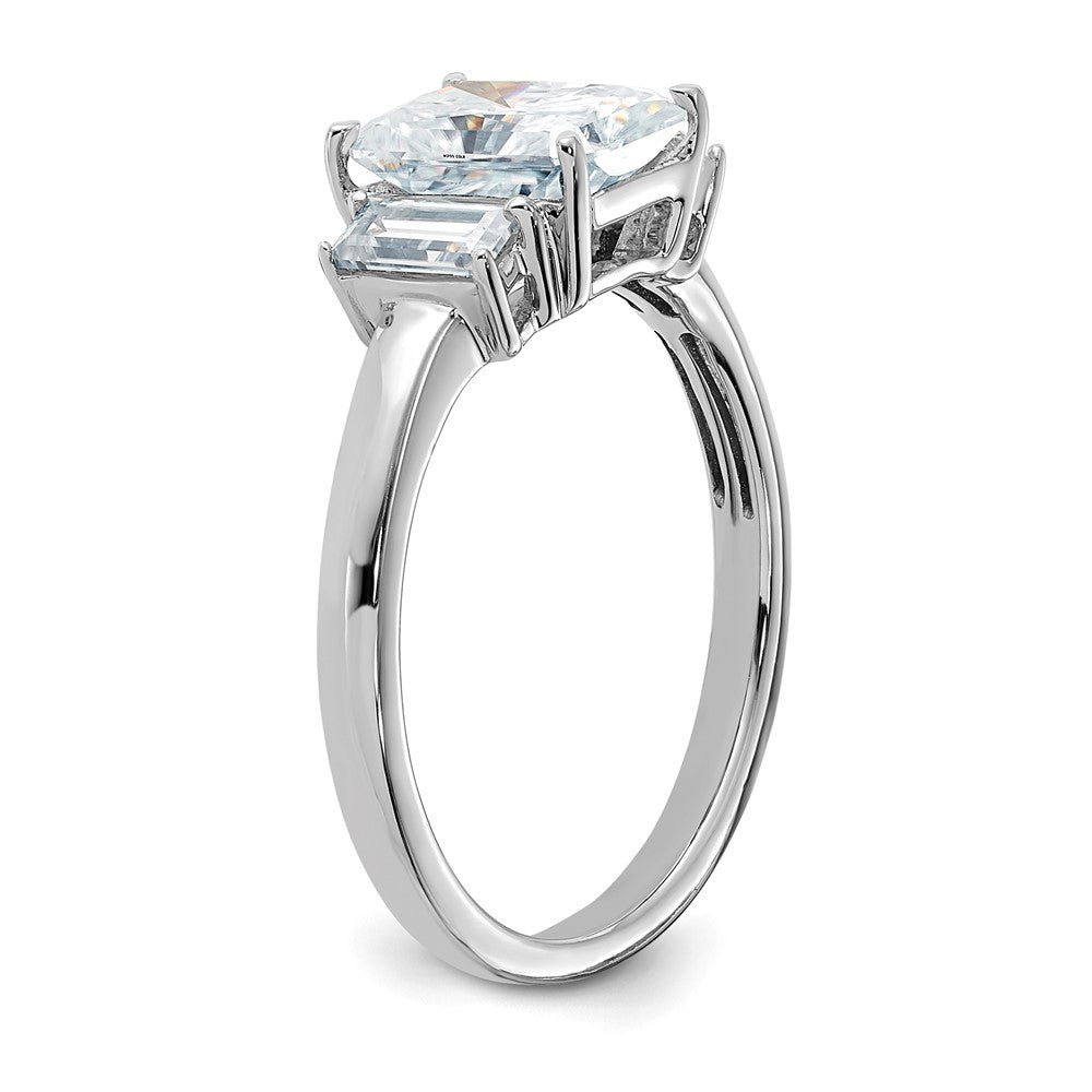 14kw 2 1/5ct. Three Stone G H I True Light Moissanite Engagement Ring