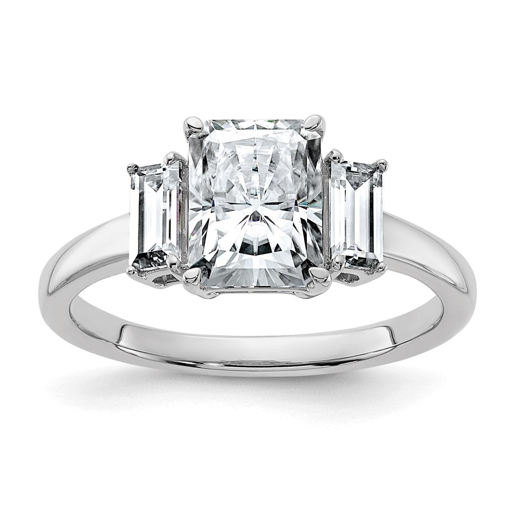 14kw 2 1/5ct. Three Stone G H I True Light Moissanite Engagement Ring