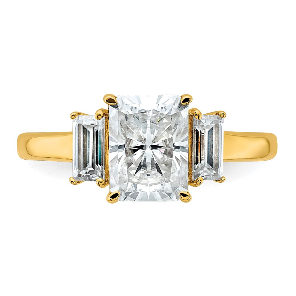 14k 2 1/5ct. Three Stone D E F Pure Light Moissanite Engagement Ring