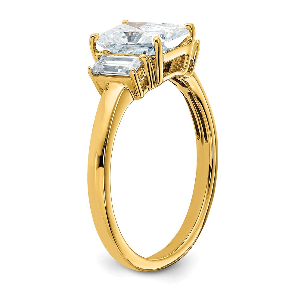 14k 2 1/5ct. Three Stone G H I True Light Moissanite Engagement Ring