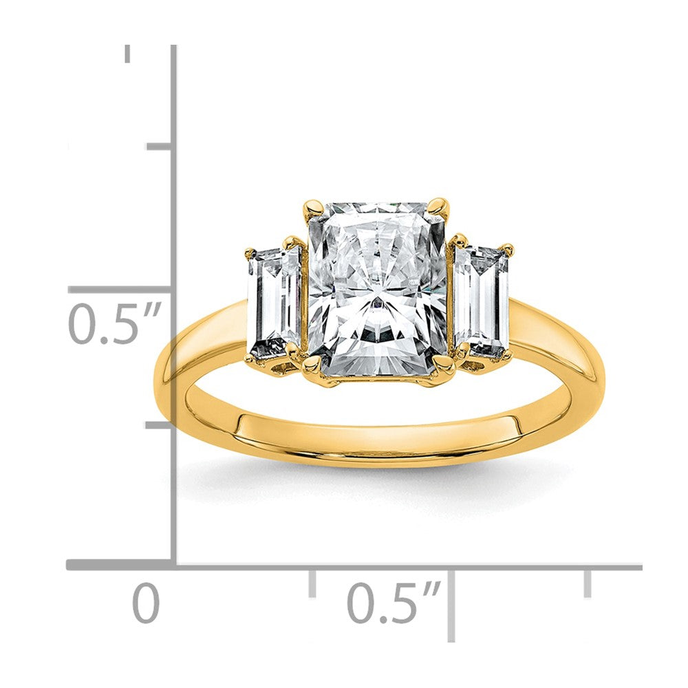 14k 2 1/5ct. Three Stone D E F Pure Light Moissanite Engagement Ring