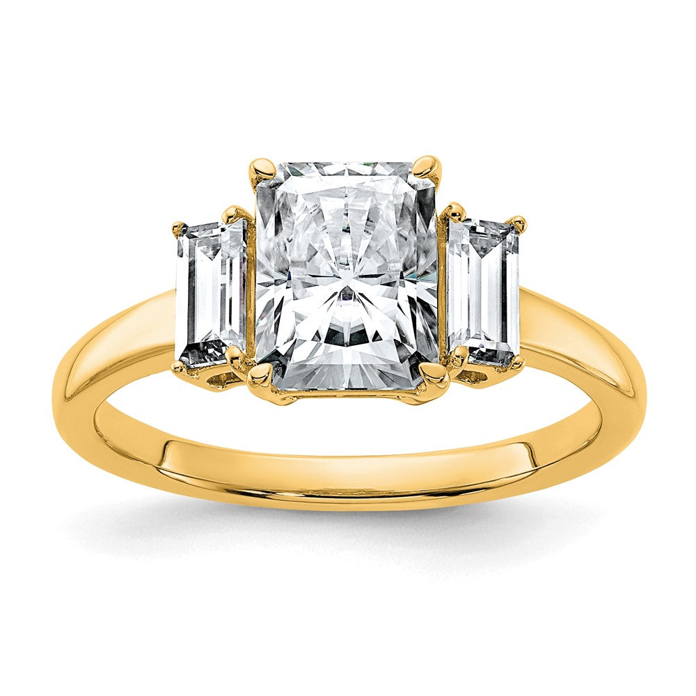 14k 2 1/5ct. Three Stone D E F Pure Light Moissanite Engagement Ring