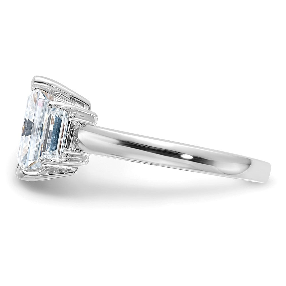14kw 3 3/8ct. Three Stone G H I True Light Moissanite Engagement Ring