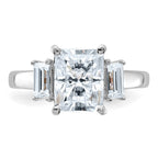 14kw 3 3/8ct. Three Stone G H I True Light Moissanite Engagement Ring