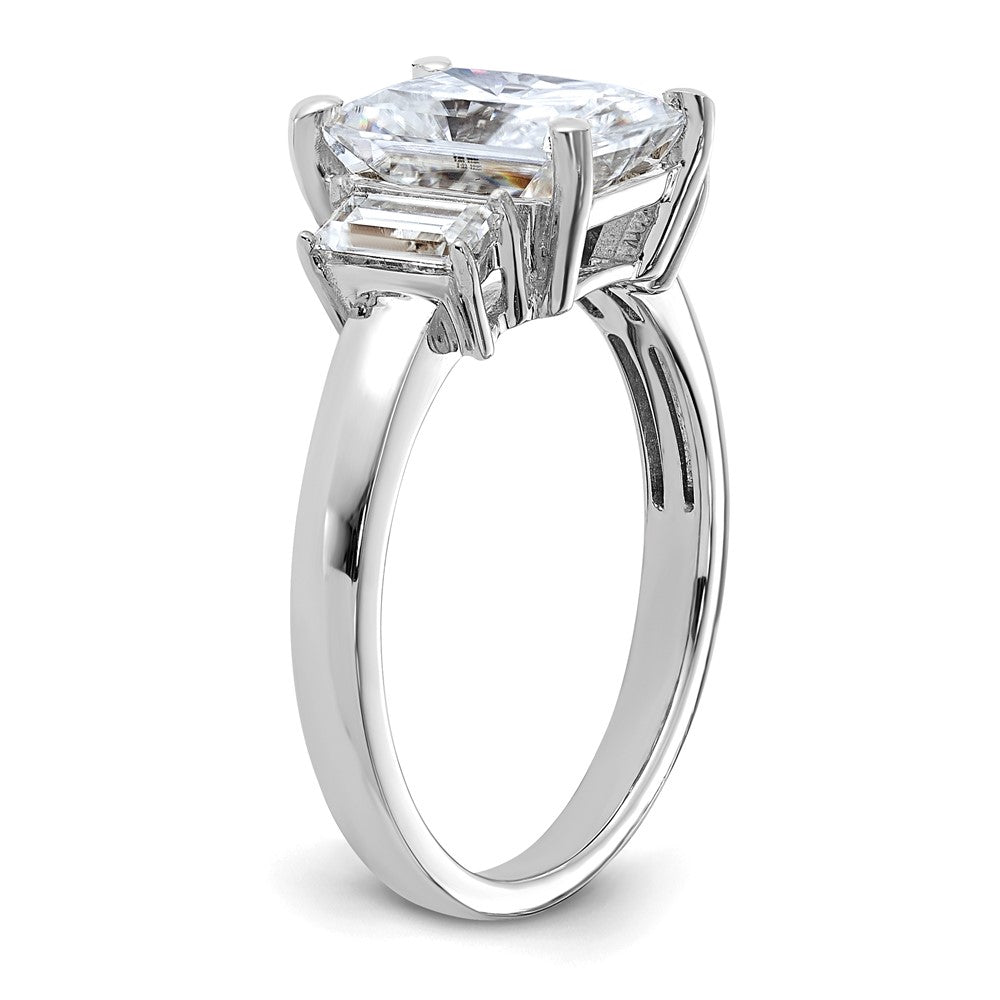 14kw 3 3/8ct. Three Stone G H I True Light Moissanite Engagement Ring