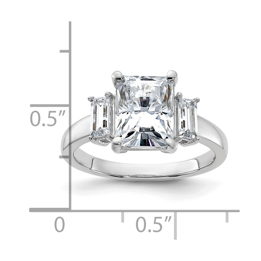 14kw 3 3/8ct. Three Stone G H I True Light Moissanite Engagement Ring