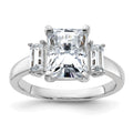14kw 3 3/8ct. Three Stone G H I True Light Moissanite Engagement Ring