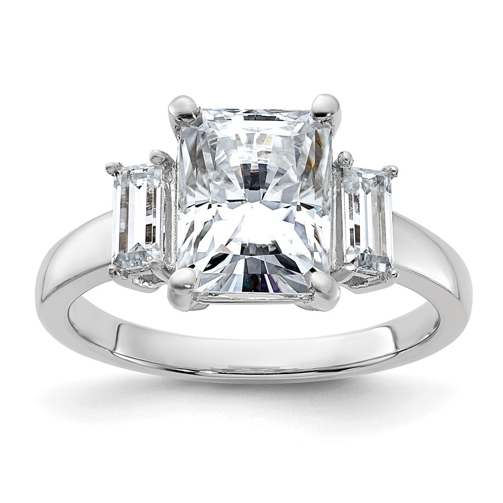 14kw 3 3/8ct. Three Stone G H I True Light Moissanite Engagement Ring