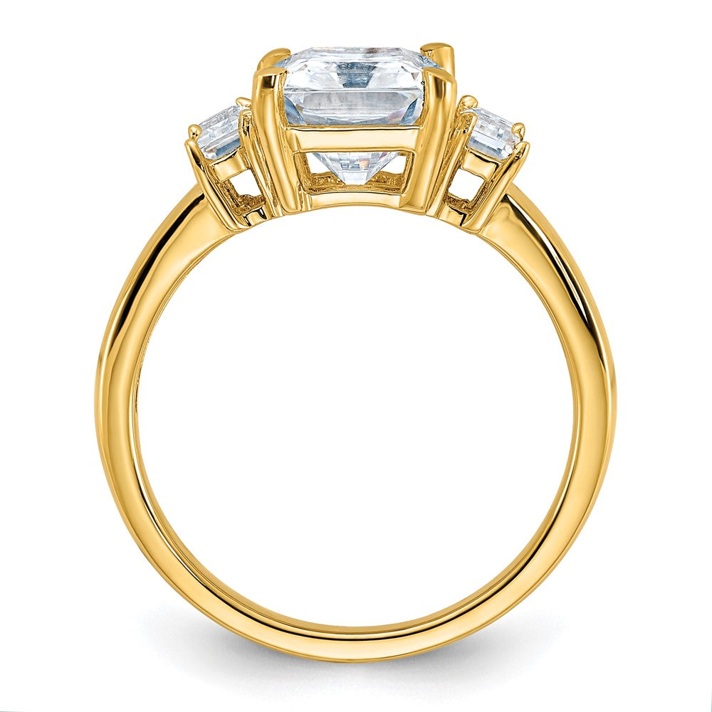 14k 3 3/8ct. Three Stone G H I True Light Moissanite Engagement Ring