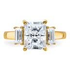 14k 3 3/8ct. Three Stone G H I True Light Moissanite Engagement Ring
