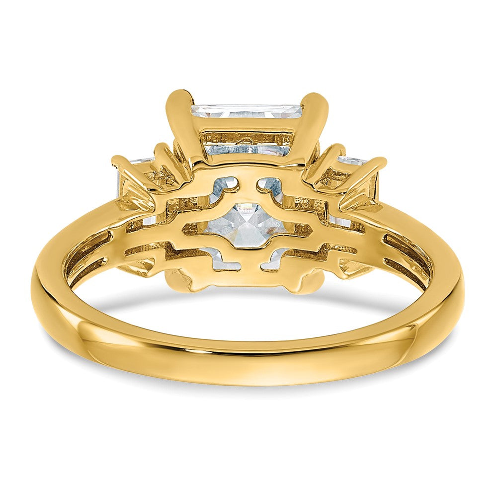 14k 3 3/8ct. Three Stone G H I True Light Moissanite Engagement Ring