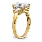 14k 3 3/8ct. Three Stone G H I True Light Moissanite Engagement Ring