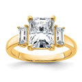 14k 3 3/8ct. Three Stone G H I True Light Moissanite Engagement Ring