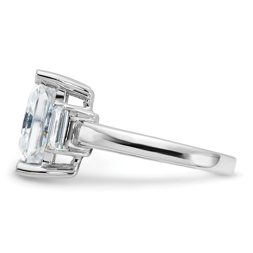 14kw 5 3/4ct. Three Stone D E F Pure Light Moissanite Engagement Ring