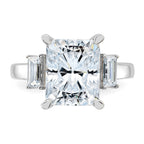 14kw 5 3/4ct. Three Stone D E F Pure Light Moissanite Engagement Ring