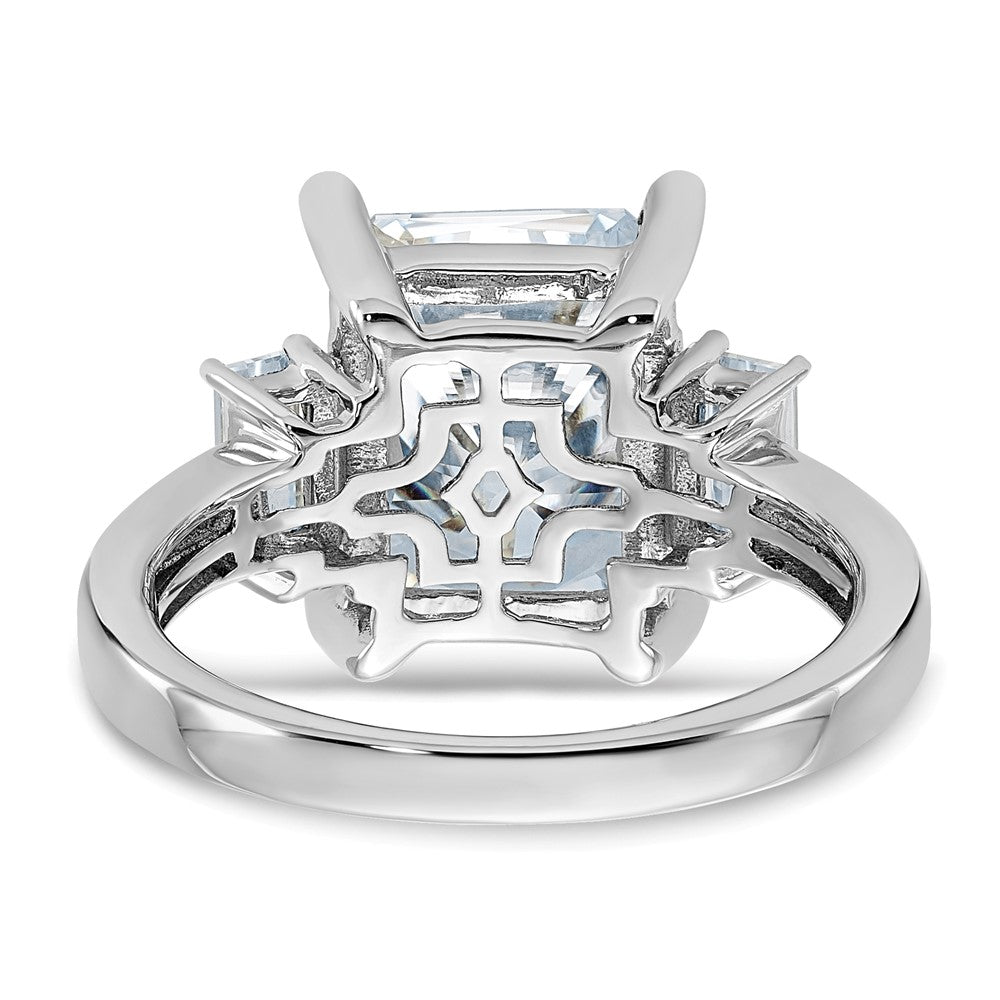 14kw 5 3/4ct. Three Stone D E F Pure Light Moissanite Engagement Ring