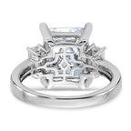 14kw 5 3/4ct. Three Stone D E F Pure Light Moissanite Engagement Ring