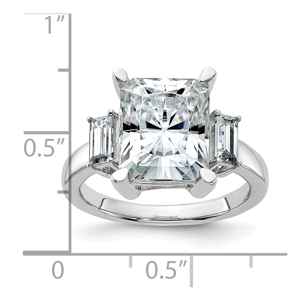 14kw 5 3/4ct. Three Stone D E F Pure Light Moissanite Engagement Ring