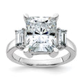 14kw 5 3/4ct. Three Stone D E F Pure Light Moissanite Engagement Ring
