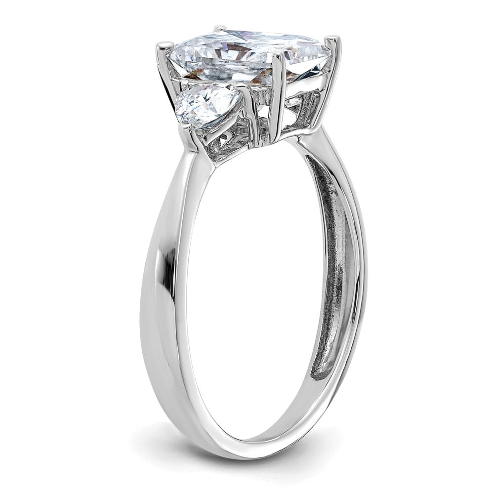 14kw 2 1/5ct. Three Stone D E F Pure Light Moissanite Engagement Ring