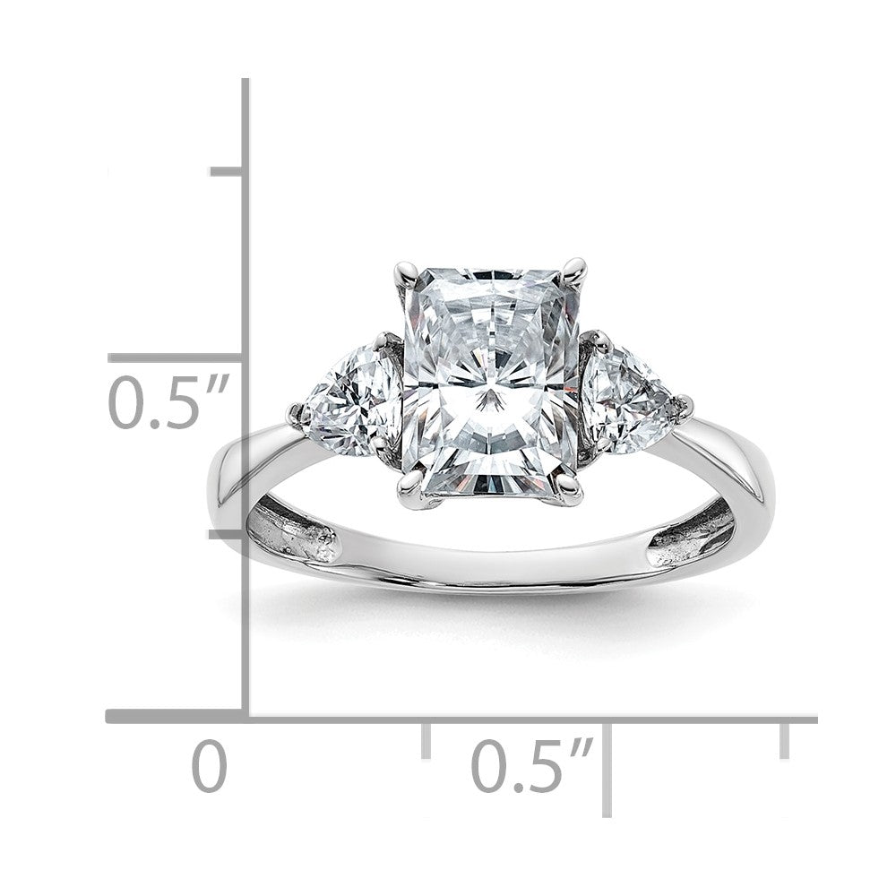 14kw 2 1/5ct. Three Stone D E F Pure Light Moissanite Engagement Ring