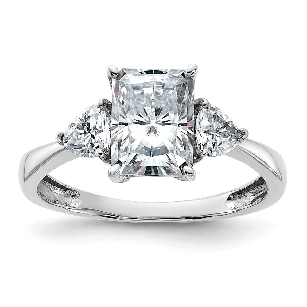 14kw 2 1/5ct. Three Stone D E F Pure Light Moissanite Engagement Ring