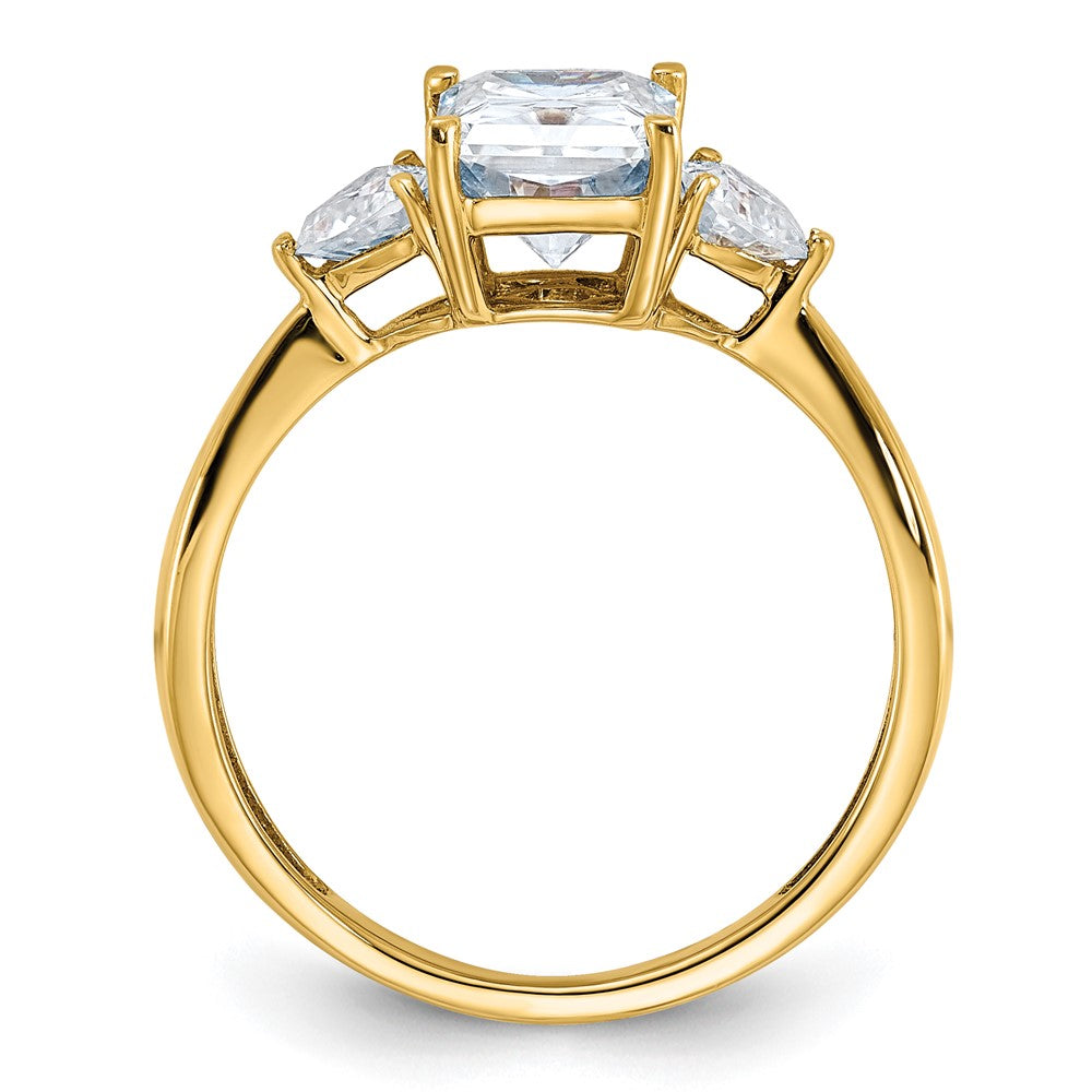 14k 2 1/5ct. Three Stone D E F Pure Light Moissanite Engagement Ring