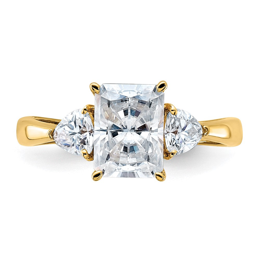14k 2 1/5ct. Three Stone G H I True Light Moissanite Engagement Ring