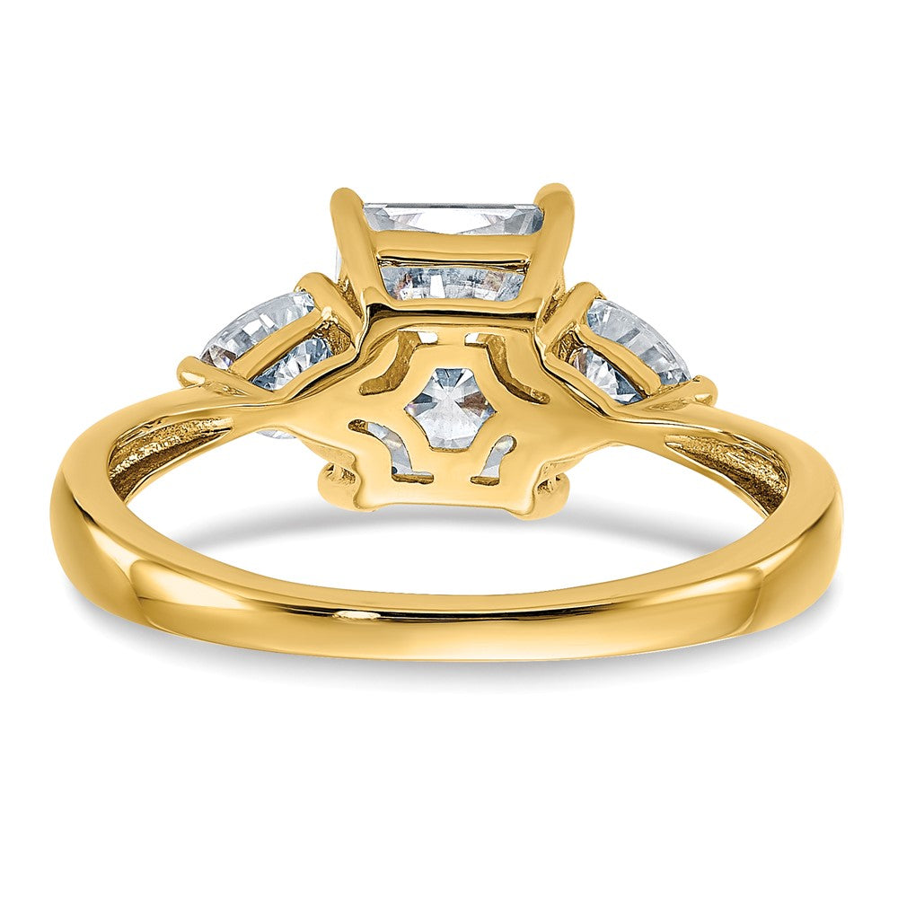 14k 2 1/5ct. Three Stone G H I True Light Moissanite Engagement Ring