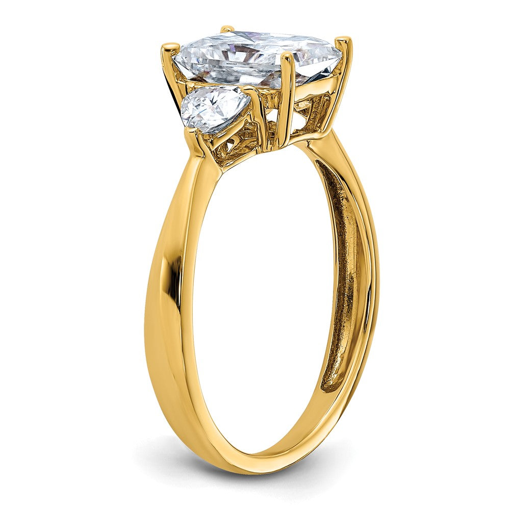 14k 2 1/5ct. Three Stone D E F Pure Light Moissanite Engagement Ring