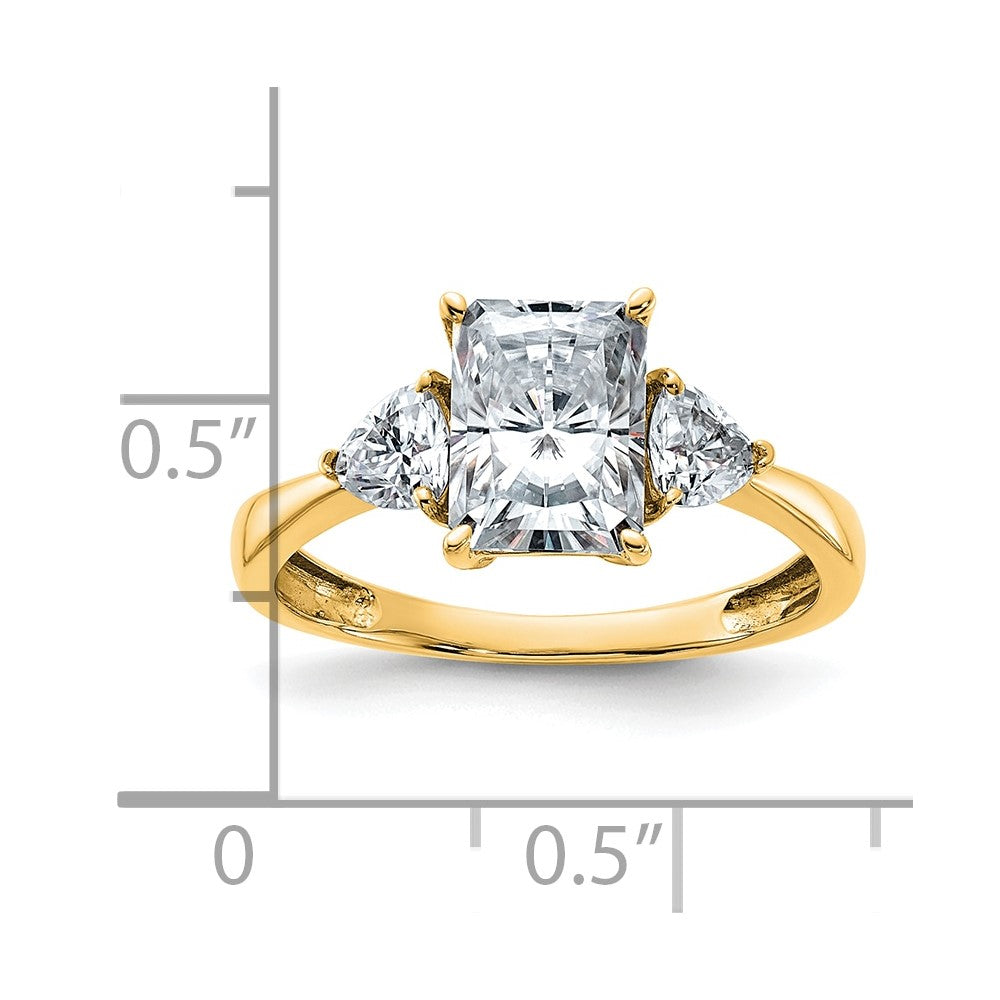 14k 2 1/5ct. Three Stone G H I True Light Moissanite Engagement Ring