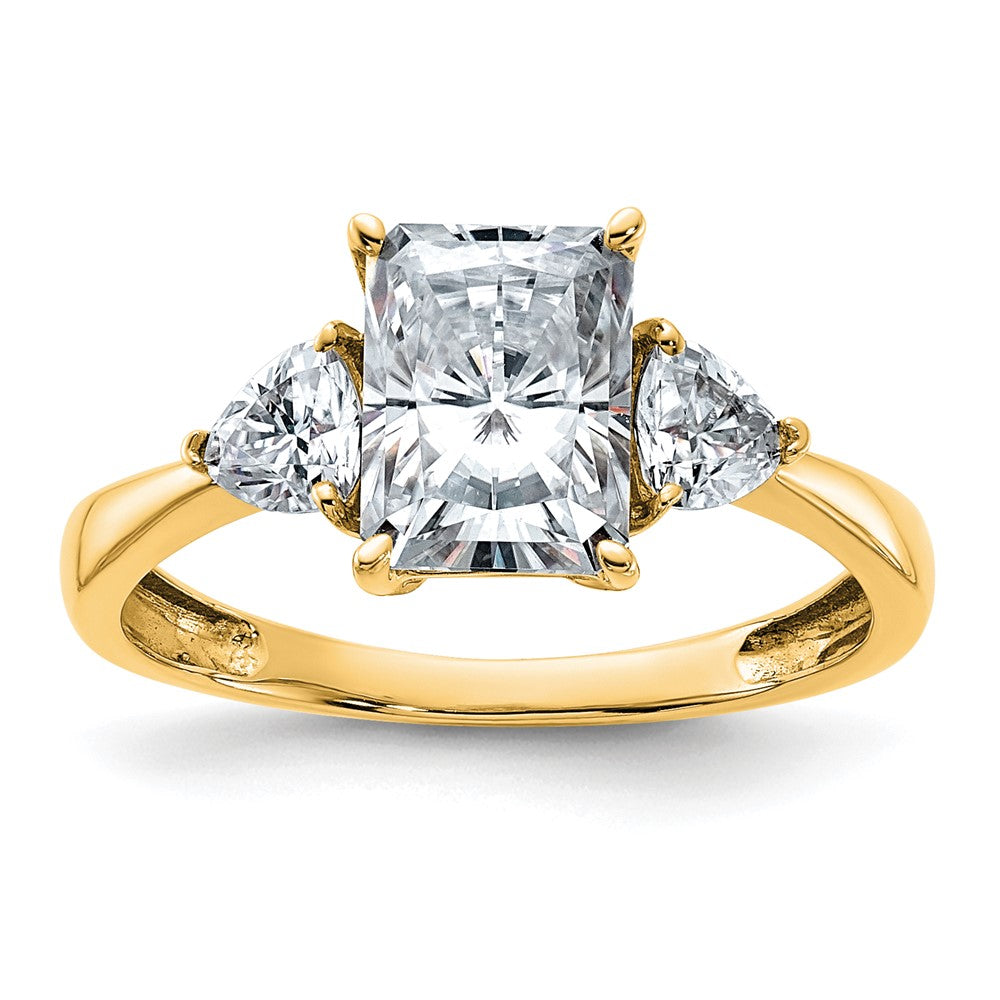 14k 2 1/5ct. Three Stone G H I True Light Moissanite Engagement Ring