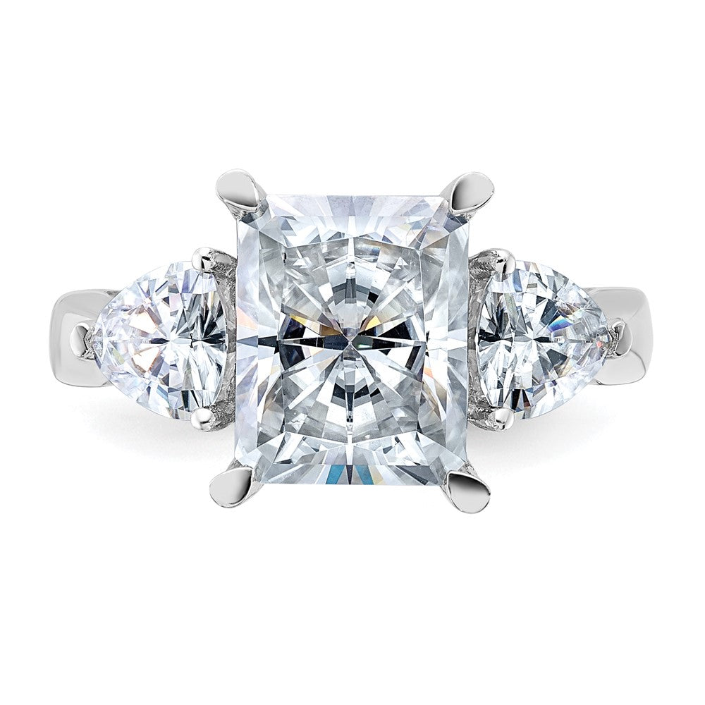 14kw 4 7/8ct. Three Stone G H I True Light Moissanite Engagement Ring
