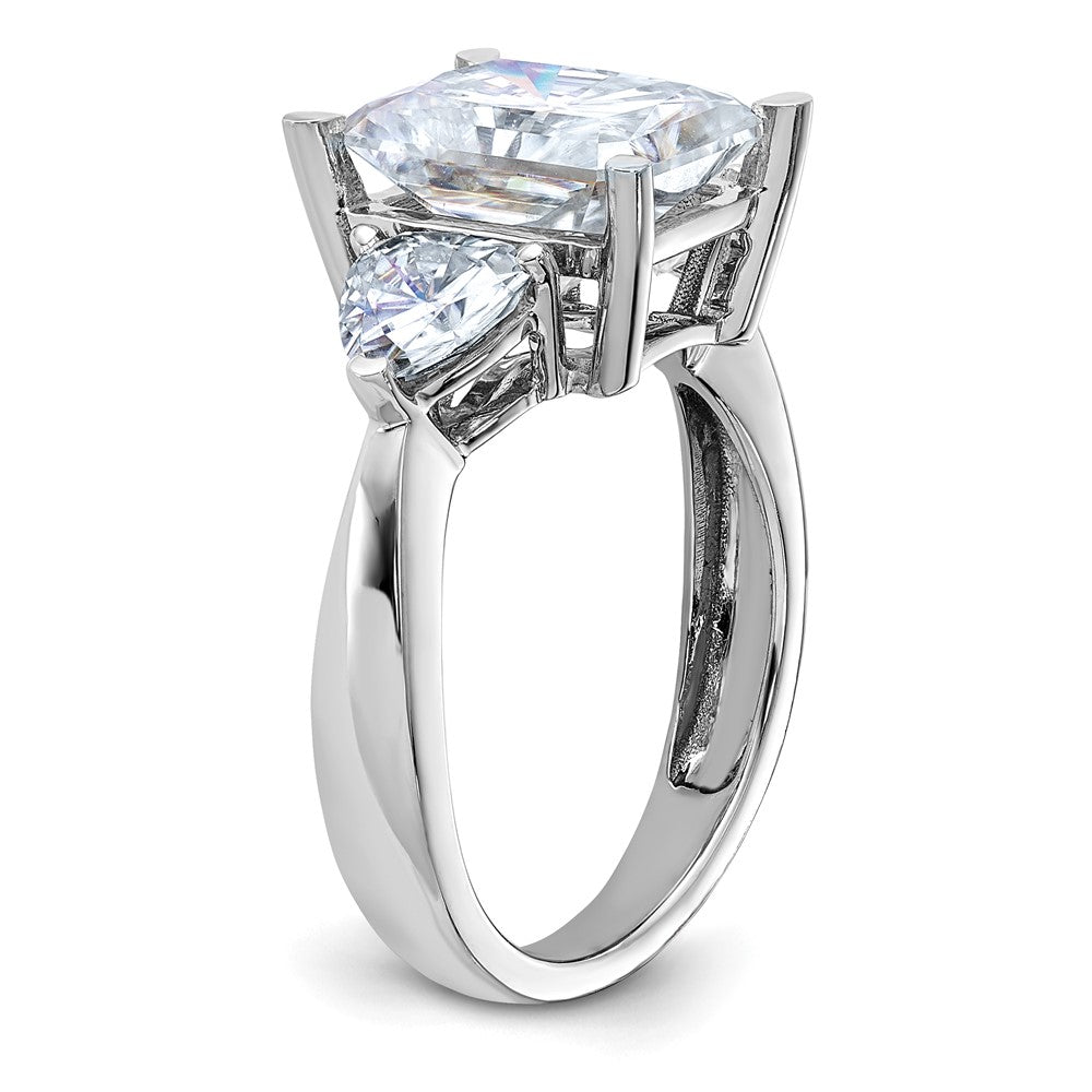 14kw 4 7/8ct. Three Stone D E F Pure Light Moissanite Engagement Ring