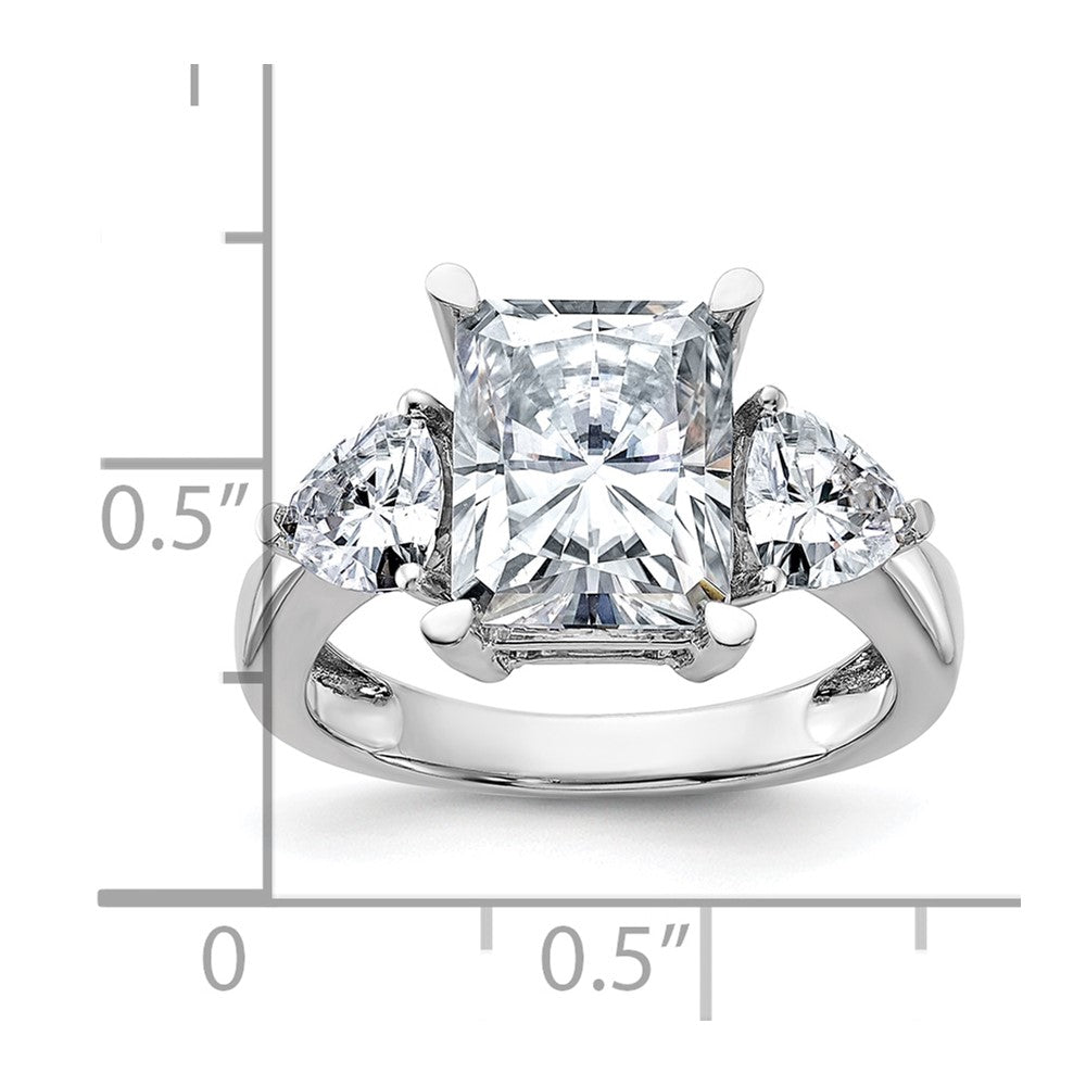 14kw 4 7/8ct. Three Stone G H I True Light Moissanite Engagement Ring