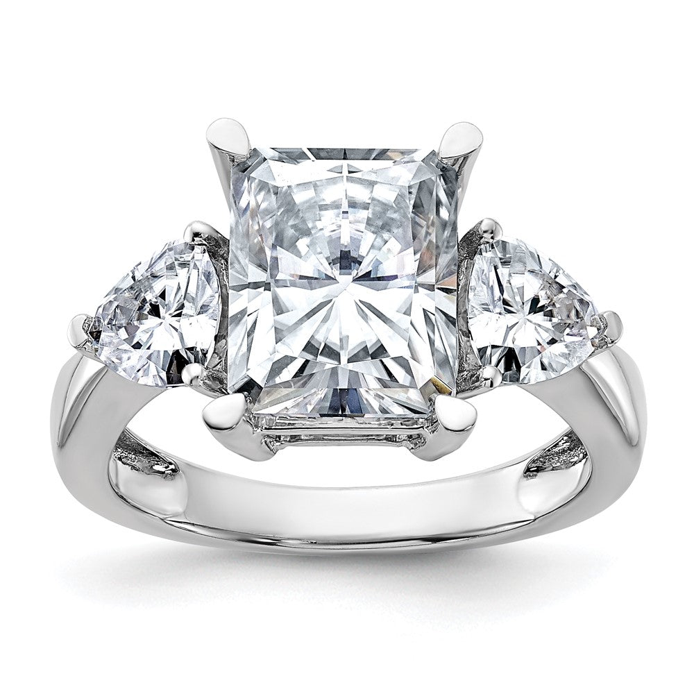 14kw 4 7/8ct. Three Stone D E F Pure Light Moissanite Engagement Ring