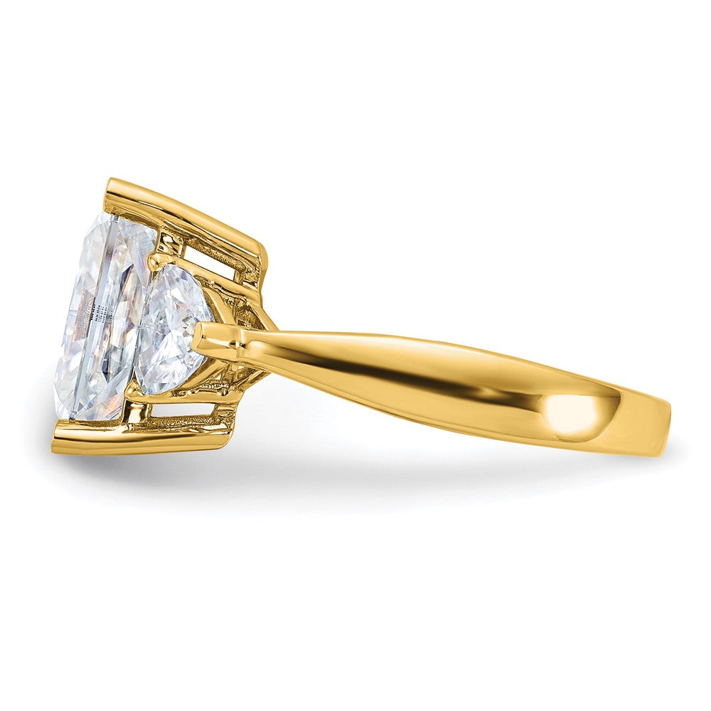 14k 4 7/8ct. Three Stone D E F Pure Light Moissanite Engagement Ring
