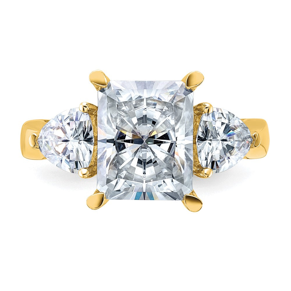 14k 4 7/8ct. Three Stone D E F Pure Light Moissanite Engagement Ring