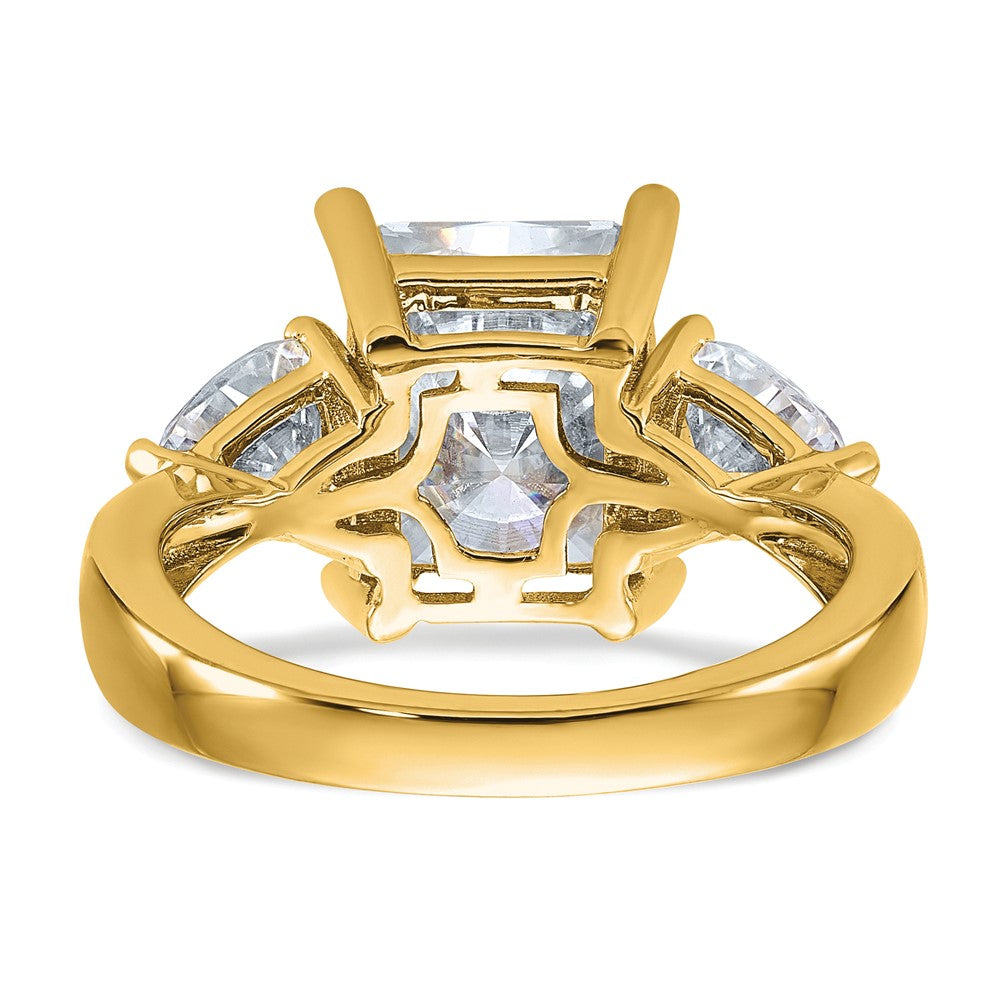 14k 4 7/8ct. Three Stone D E F Pure Light Moissanite Engagement Ring