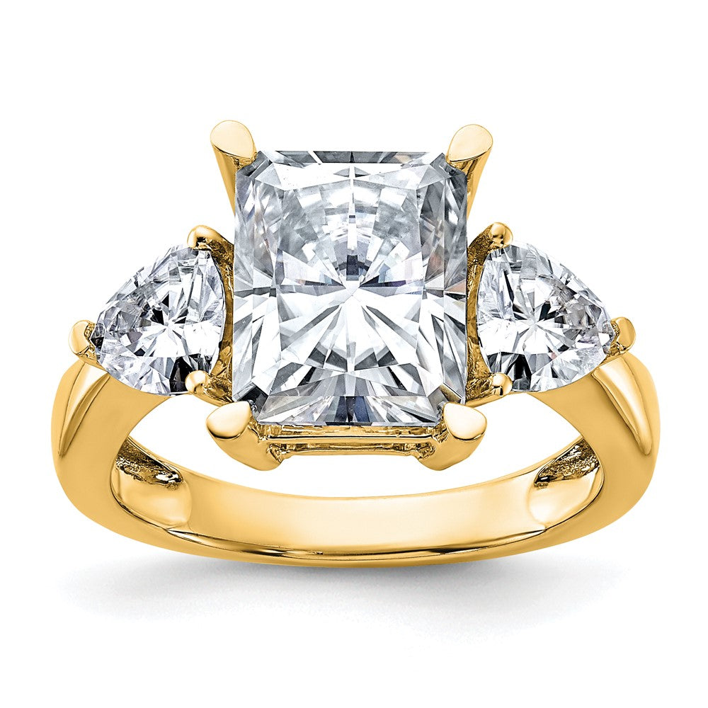 14k 4 7/8ct. Three Stone D E F Pure Light Moissanite Engagement Ring