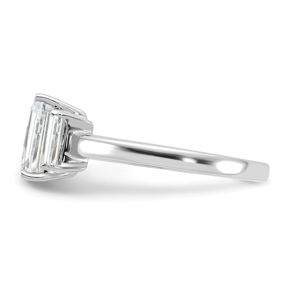 14kw 2 1/6ct. Three Stone D E F Pure Light Moissanite Engagement Ring