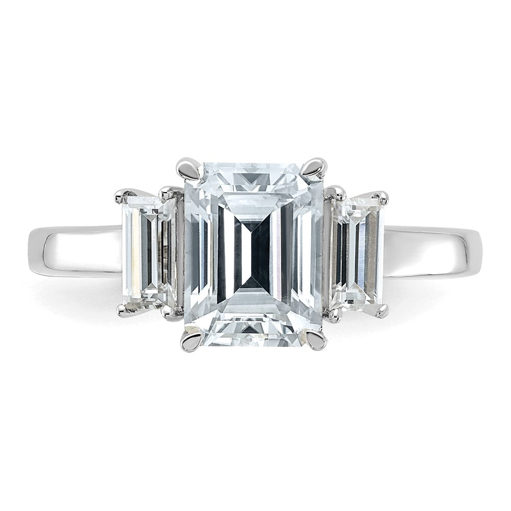 14kw 2 1/6ct. Three Stone G H I True Light Moissanite Engagement Ring