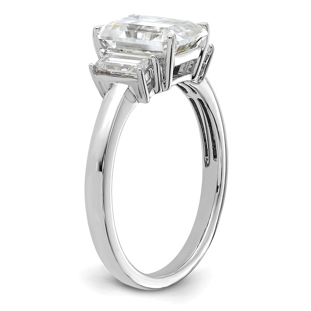 14kw 2 1/6ct. Three Stone G H I True Light Moissanite Engagement Ring